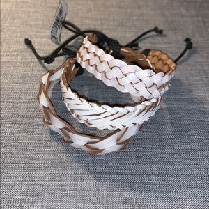 Braided Leather White and Brown Bracelets•NEW!